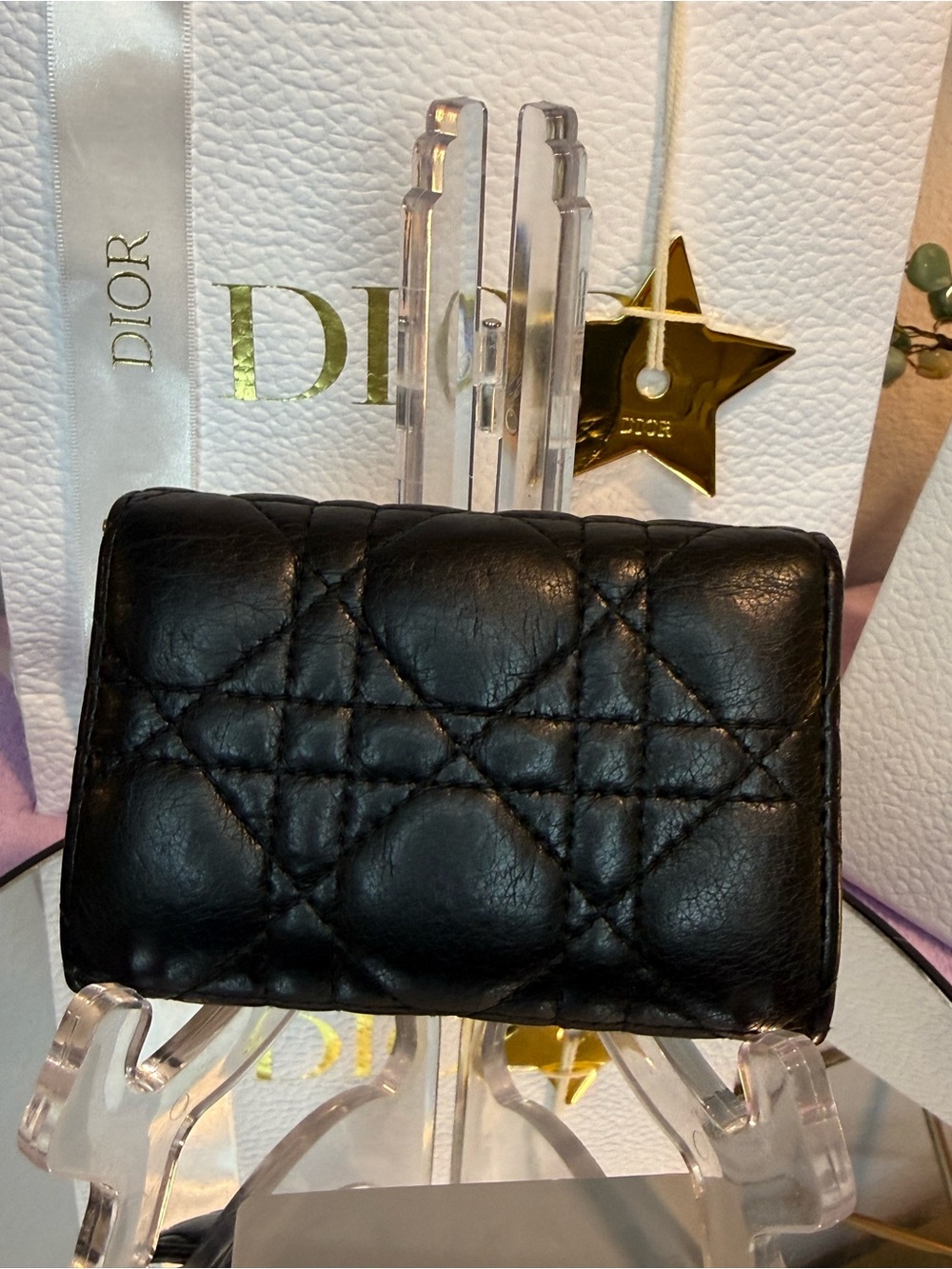Christian Dior Caro Compact Bifold Wallet Black Cannage Calfskin Box & Dust Bag - Picture 5 of 12
